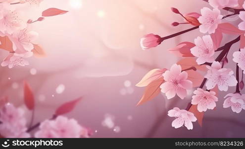 Cherry Blossom Floral Abstract  Springtime in Japan with Vibrant Sakura Flower Background by generative AI