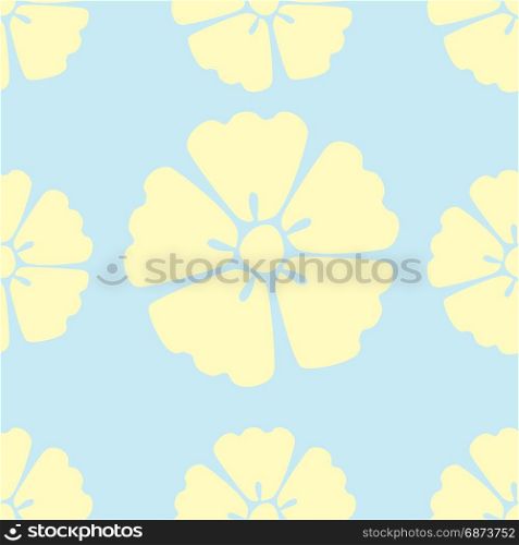 Cherry blossom flowers seamless pattern background. Elegant lemon cherry blossom seamless pattern background over blue