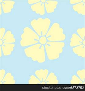 Cherry blossom flowers seamless pattern background. Elegant lemon cherry blossom seamless pattern background over blue