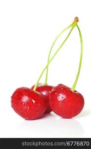 cherry closeup isolated on white