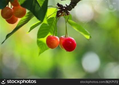 cherry fruit branch juicy tree