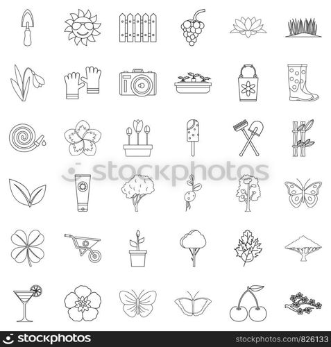 Cherry icons set. Outline style of 36 cherry vector icons for web isolated on white background. Cherry icons set, outline style