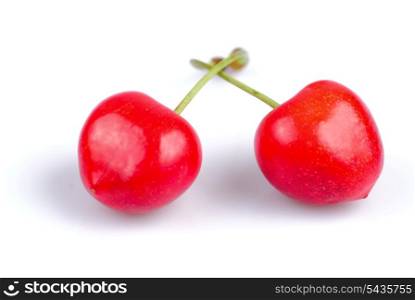 Cherry isolated on white with fruit background