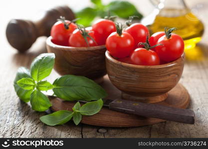 cherry tomatoes and basil