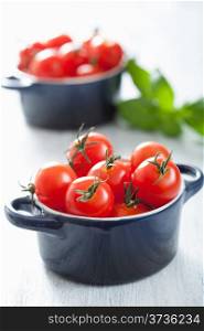 cherry tomatoes and basil in casserole