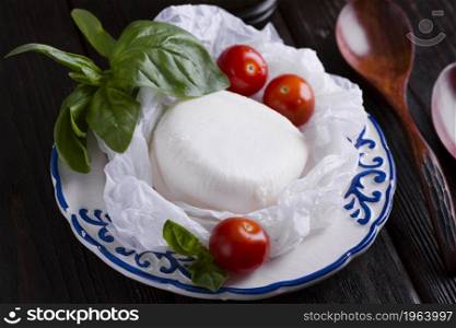 cherry tomatoes mozzarella plate. High resolution photo. cherry tomatoes mozzarella plate. High quality photo