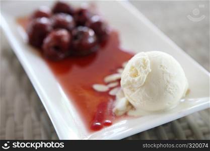 Cherry with ice cream