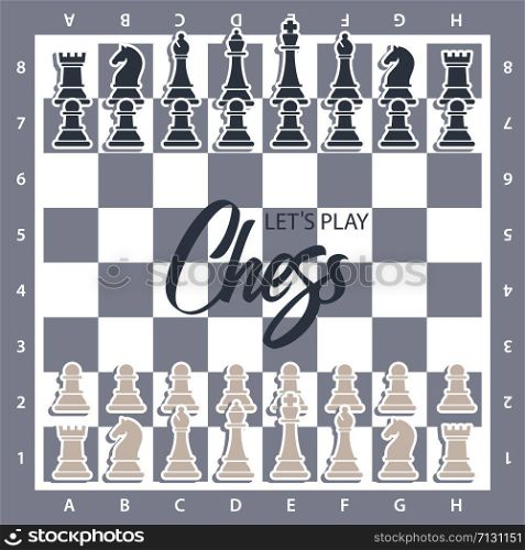 Chess Board with figures. Vector illustration of chess on board.. Chess Board with figures. Wector illustration of chess