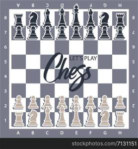 Chess Board with figures. Vector illustration of chess on board.. Chess Board with figures. Wector illustration of chess