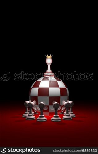 Chess composition (presidential elections). Monarchy. Power without oppositions. Available in high-resolution and several sizes to fit the needs of your project. Background layout with free text space. 3D illustration render