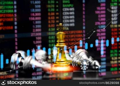 chess game on board indicators chart forex and graph stock market finance investment business digital marketing finance concept.