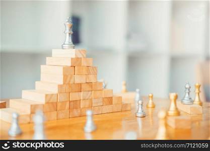 Chess game Planning of leading strategy successful business leader concept