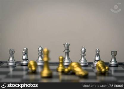 chess game stand on chessboard.Business strategy teamwork success investment concept.