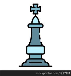 Chess king icon. Outline chess king vector icon color flat isolated. Chess king icon color outline vector