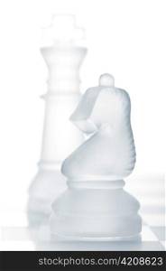 chess knight is defending queen, cut out from white