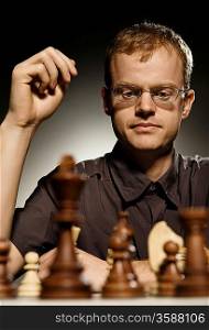Chess master making smart move