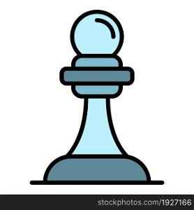 Chess pawn icon. Outline chess pawn vector icon color flat isolated. Chess pawn icon color outline vector