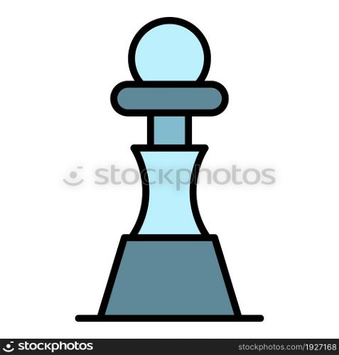 Chess pawn piece icon. Outline chess pawn piece vector icon color flat isolated. Chess pawn piece icon color outline vector
