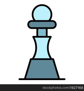 Chess pawn piece icon. Outline chess pawn piece vector icon color flat isolated. Chess pawn piece icon color outline vector