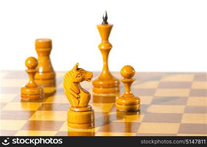 Chess pieces on white background. Chess pieces on white