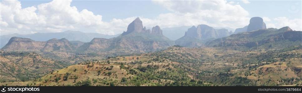 Chess pieces rocks, landscape in the north of Ethiopia, Africa