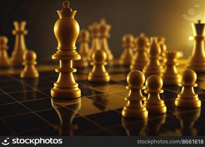 Chess pieces with studio light 3d illustrated