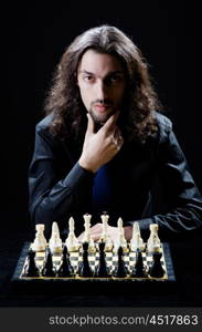 Chess player in the dark