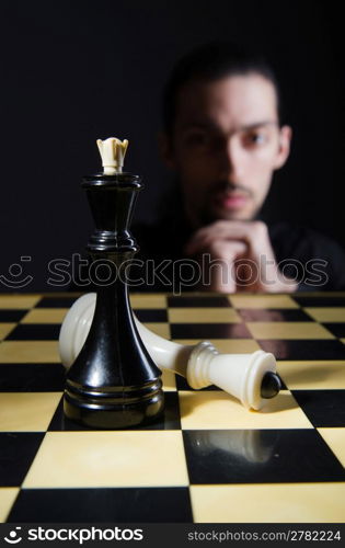 Chess player playing his game