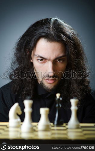 Chess player playing his game