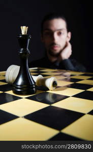 Chess player playing his game