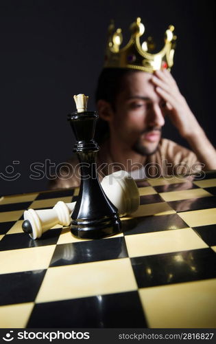 Chess player playing his game