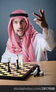 Chess player playing his game