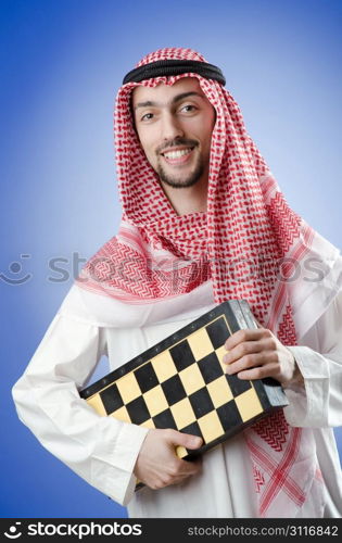 Chess player playing his game