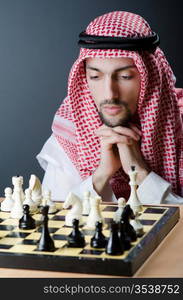 Chess player playing his game