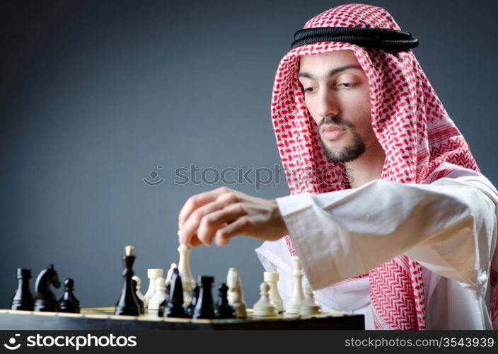 Chess player playing his game