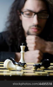 Chess player playing his game