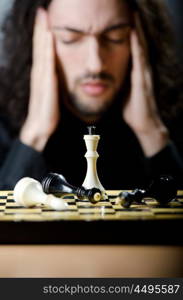 Chess player playing his game