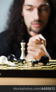 Chess player playing his game