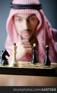 Chess player playing his game