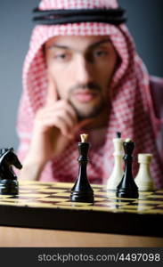 Chess player playing his game