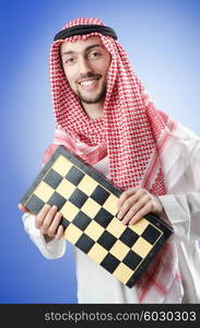 Chess player playing his game