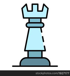 Chess rook icon. Outline chess rook vector icon color flat isolated. Chess rook icon color outline vector