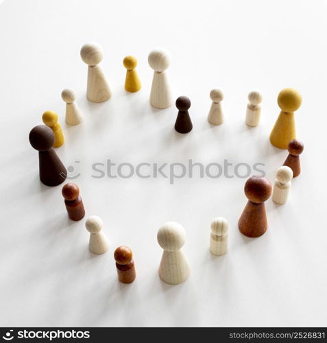 chess wooden pieces heart shape