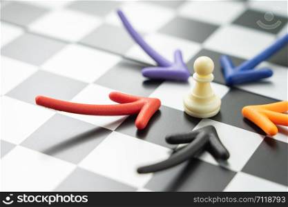 chessboard with a chess piece on the back Negotiating in business. as background business concept and strategy concept with copy space.