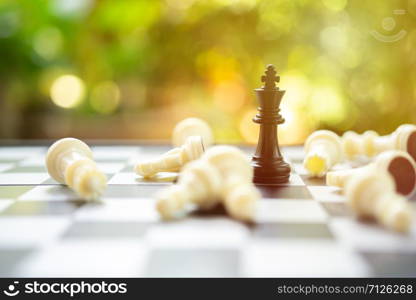 chessboard with a chess piece on the back Negotiating in business. as background business concept and strategy concept with copy space.