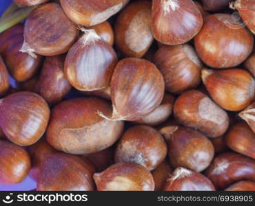 chestnuts food background. brown chestnuts food useful as a background