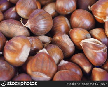 chestnuts food background. brown chestnuts food useful as a background