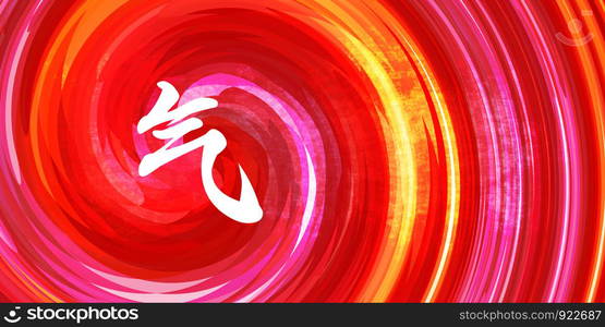 Chi Chinese Symbol in Calligraphy on Red Orange Background. Chi Chinese Symbol