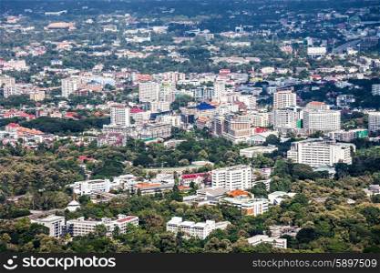 Chiang Mai aerial view from viewpoint near Wat Phra That Doi Suthep, Thailand