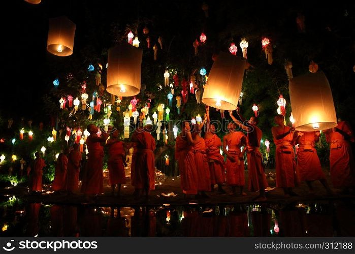 CHIANGMAI THAILAND - NOVEMBER 12 : Loy Krathong festival, celebrate the Loy Krathong festival on November 12 , 2014 in Chiangmai, Thailand